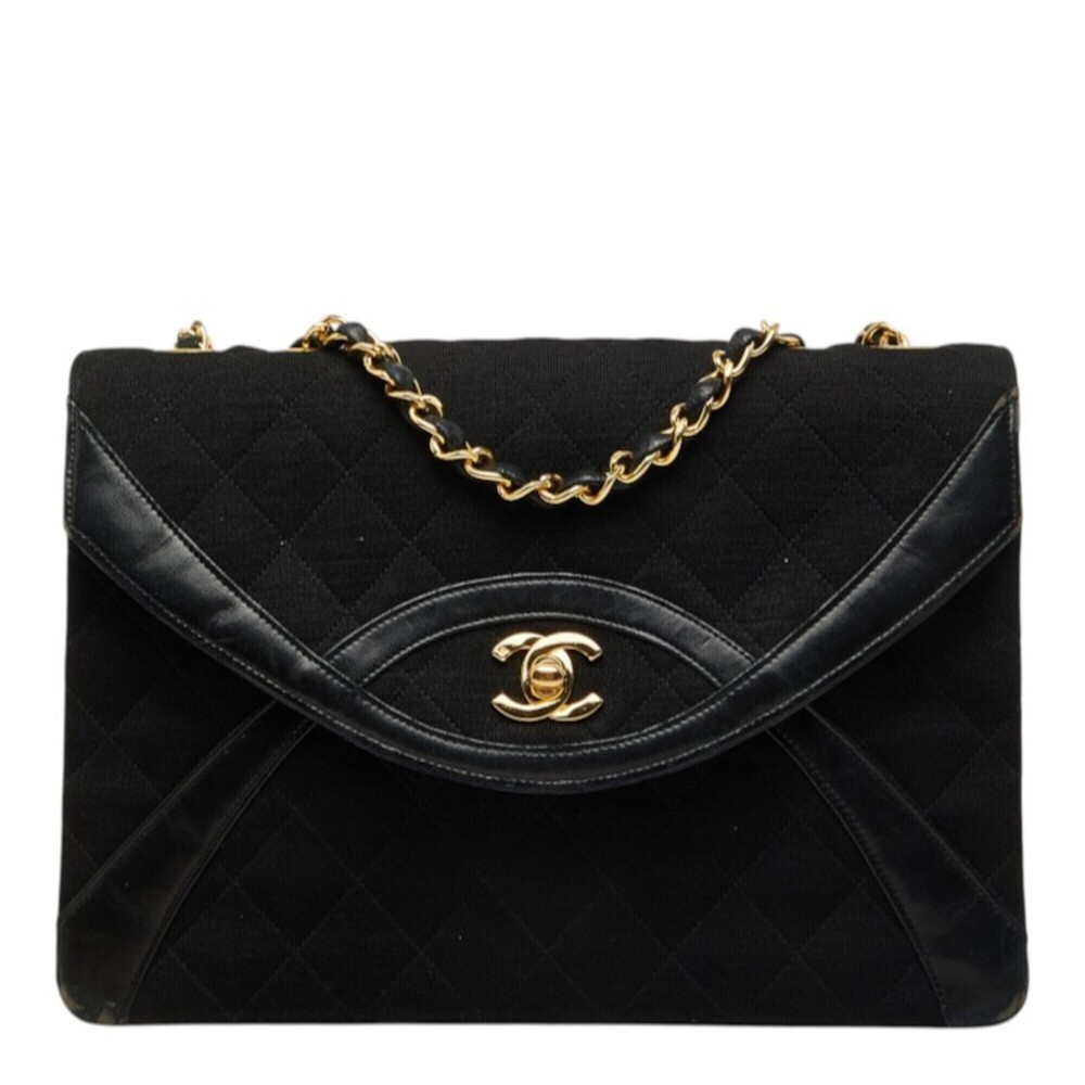 Chanel Vintage Matelassé Coco Mark Chain Shoulder Bag, Black with Gold Hardwa...
